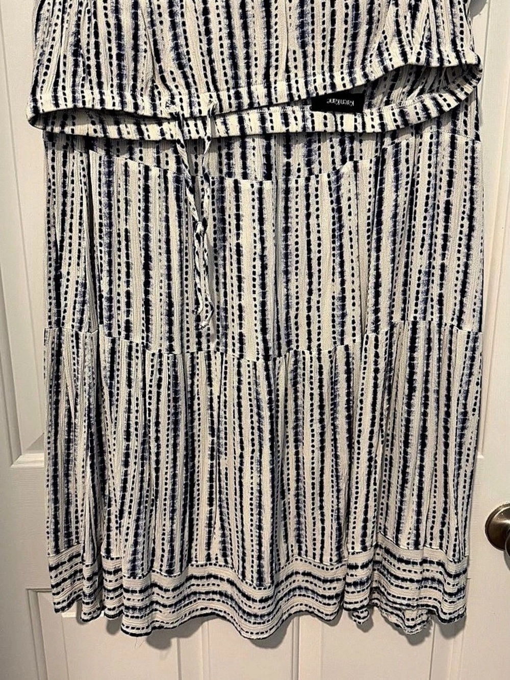Karen Kane Blue & White Tye Dye Tiered Midi Skirt